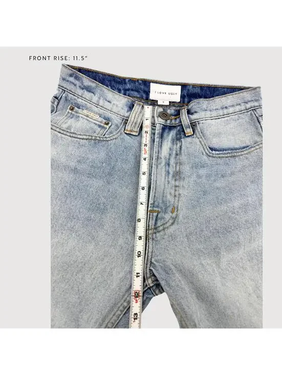 I Love Ugly Cropped 90s Denim Jeans Light Blue Wash Size S - Picture 6 of 9